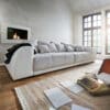 Big-Sofa Violetta 310x135 Creme Hellgrau mit 12 Kissen