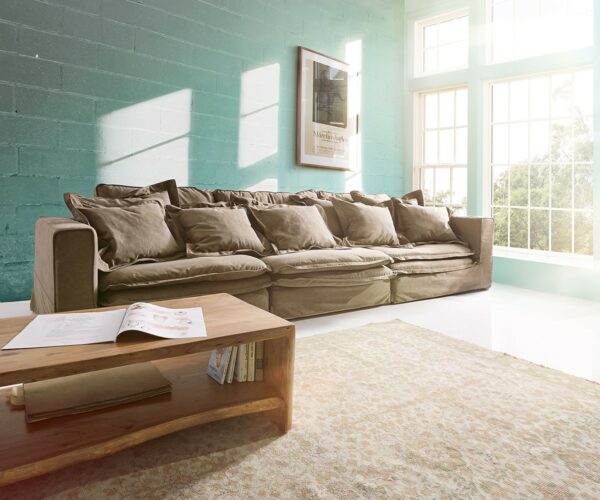 Hussensofa Sharona 337x117 cm Braun mit Kissen