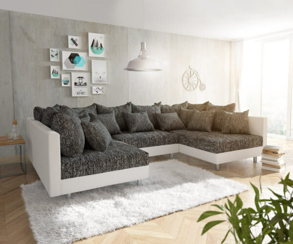 Wohnlandschaft Clovis Weiss Schwarz Modulares Sofa