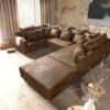 Wohnlandschaft Clovis Braun Antik Optik modular Hocker Armlehne