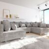 Wohnlandschaft Clovis Hellgrau Strukturstoff Modulsofa