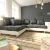 Ecksofa Clovis Weiss Schwarz Armlehne Ottomane Links Modulsofa