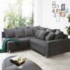 Ecksofa Clovis Schwarz Strukturstoff mit Armlehne Ottomane Links