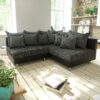Ecksofa Clovis Schwarz Ottomane Rechts Modulsofa erweiterbar