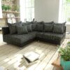 Ecksofa Clovis Schwarz Ottomane Links modular erweiterbar