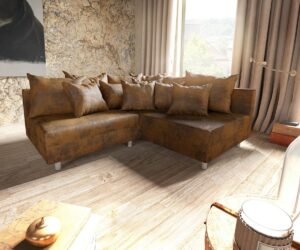 Ecksofa Clovis Braun Antik Optik Ottomane Rechts Modulsofa