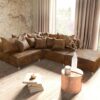 Ecksofa Clovis Braun Antik Optik Modular Hocker Ottomane Rechts
