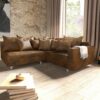 Ecksofa Clovis Braun Antik Optik modular Armlehne Ottomane Rechts