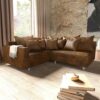 Ecksofa Clovis Braun Antik Optik modular Armlehne Ottomane Links