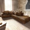 Ecksofa Clovis Braun Antik Optik modul Hocker Armlehne Ottomane Links
