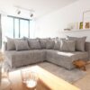 Ecksofa Clovis Hellgrau Strukturstoff Ottomane Rechts Modulsofa