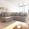 Ecksofa Clovis Hellgrau Strukturstoff Ottomane Links Modulsofa