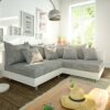 Ecksofa Clovis Weiss Hellgrau Modulsofa Ottomane Rechts
