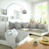 Ecksofa Clovis Weiss Hellgrau Hocker Ottomane Rechts modular