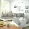 Ecksofa Clovis Weiss Hellgrau Modulsofa Hocker Ottomane Links