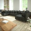 Wohnlandschaft Clovis XL Schwarz Modulsofa Strukturstoff