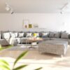 Wohnlandschaft Clovis XL Hellgrau Strukturstoff Modulsofa Hocker