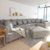 Wohnlandschaft Clovis XL Hellgrau Strukturstoff Hocker Armlehne Modul