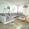 Wohnlandschaft Clovis XL Weiss Hellgrau Modulsofa Hocker