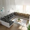 Wohnlandschaft Clovis XXL Weiss Schwarz Ottomane Rechts