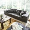 Big-Sofa Marbeya 285x115 cm Anthrazit Antik Optik Hocker