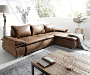 Ecksofa Gitano 300x175 Braun Antik Optik Schlaffunktion