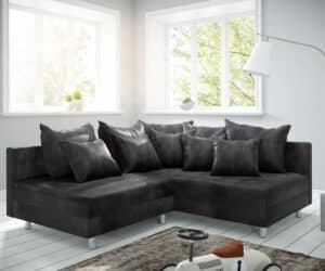 Ecksofa Clovis Anthrazit Antik Optik Ottomane Rechts Modulsofa