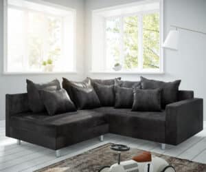 Ecksofa Clovis Anthrazit Antik Optik modular Armlehne Ottomane Rechts