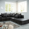 Ecksofa Clovis Anthrazit Antik Optik modul Hocker Armlehne Ottomane Links