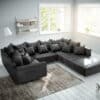 Wohnlandschaft Clovis Anthrazit Antik Optik modular Hocker Armlehne