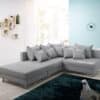 Ecksofa Clovis Grau Flachgewebe Hocker Ottomane Links Modulsofa