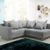 Ecksofa Clovis Grau Flachgewebe Armlehne Ottomane Links Modulsofa
