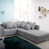 Ecksofa Clovis Grau Flachgewebe Hocker Armlehne Ottomane Links Modulsofa