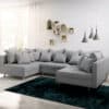 Wohnlandschaft Clovis Grau Flachgewebe Modulsofa