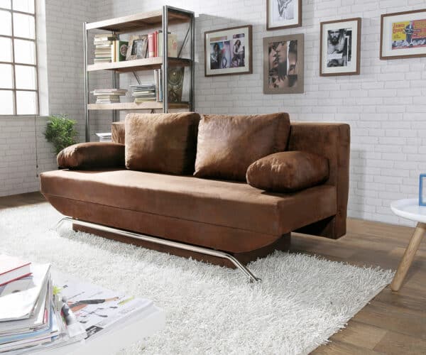 Schlafsofa Cady 200x90 cm Braun Antik Optik Bettkasten