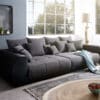 Big-Sofa Violetta 310x135 cm Schwarz inklusive Kissen