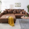Big-Sofa Violetta 310x135 Braun Antik Optik Hocker Kissen