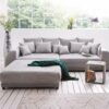 Big-Sofa Violetta 310x135 cm Grau inklusive Hocker