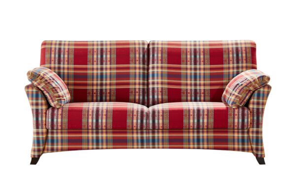Sofa 3-sitzig rot/kariert - Webstoff Mikado