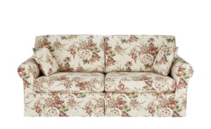 Sofa 3-sitzig mit Husse creme/rosa - Webstoff