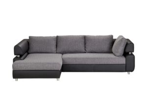 switch Ecksofa schwarz/grau - Kunstleder/Webstoff Panama