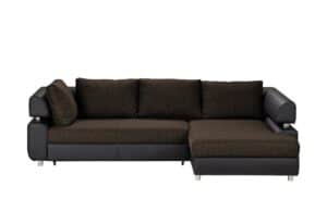 switch Ecksofa mit Schlaffunktion schwarz/braun - Kunstleder/Webstoff Panama