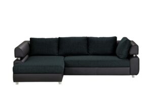 switch Ecksofa schwarz - Kunstleder/Webstoff Panama