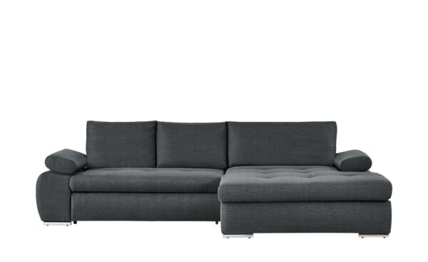 smart Ecksofa grau - Flachgewebe Ibby