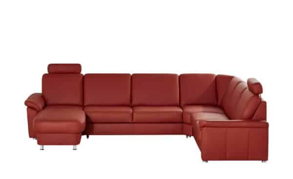 meinSofa Leder-Wohnlandschaft rot - Leder Carolin