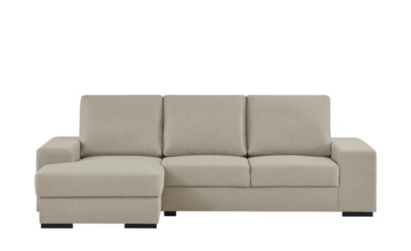 Ecksofa beige - Flachgewebe