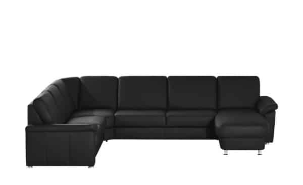 meinSofa Leder-Wohnlandschaft schwarz - Leder Carolin