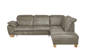 meinSofa Leder-Ecksofa grau-braun - Leder Raica