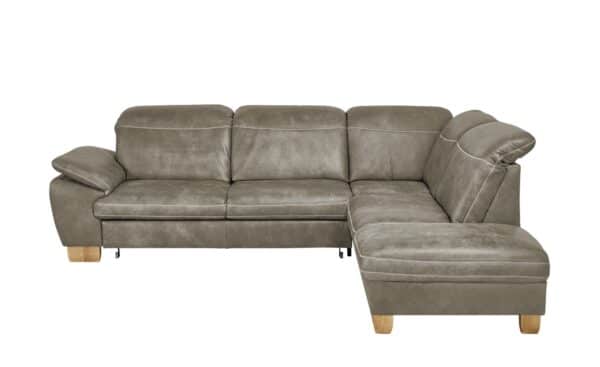 meinSofa Leder-Ecksofa grau-braun - Leder Raica