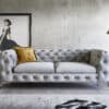 Couch Corleone 225x97 cm Grau Samt 3-Sitzer Sofa